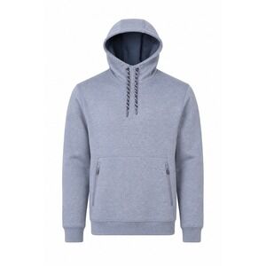 Motion Mens Hooded Pullover Navy Heather Scuba Hood Zipper Pockets Small NEW